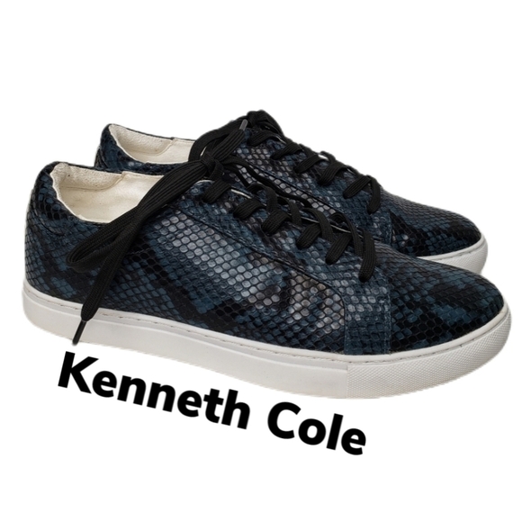 Kenneth Cole Kam Blue Synthetic Snakeprint Sneakers sz 10M - Picture 1 of 9